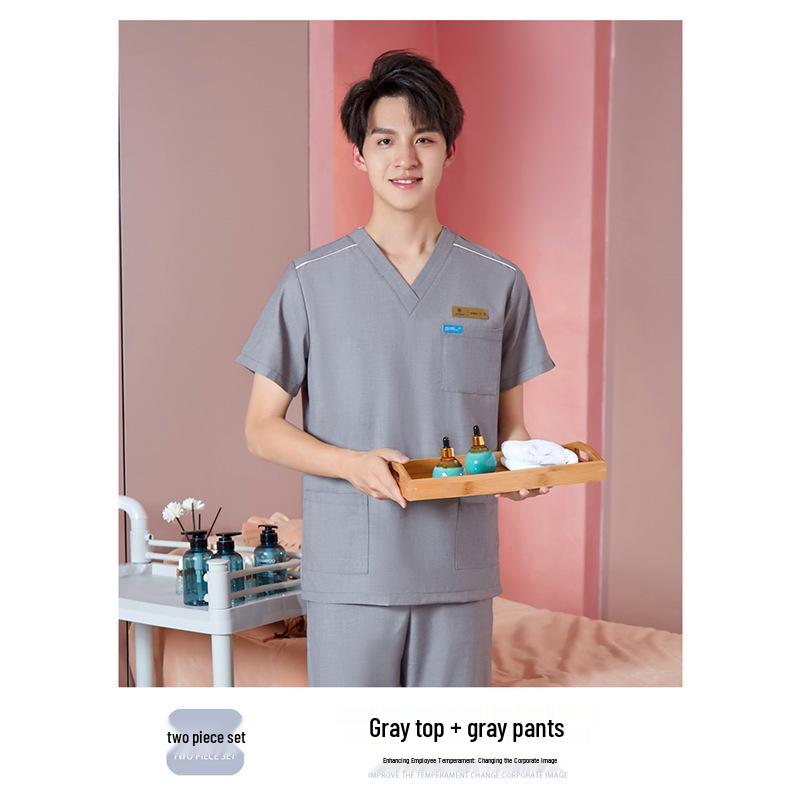 Unisex High-End Spa & Sauna Uniform Set for Beauty Technicians and Postpartum Recovery Specialists.