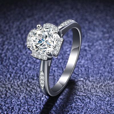 S925 sterling zilveren ring 1ct moissaniet ring damesring holle vier klauwen klassieke kroon trouwring aanzoek diamanten ring cadeau voor vriendin