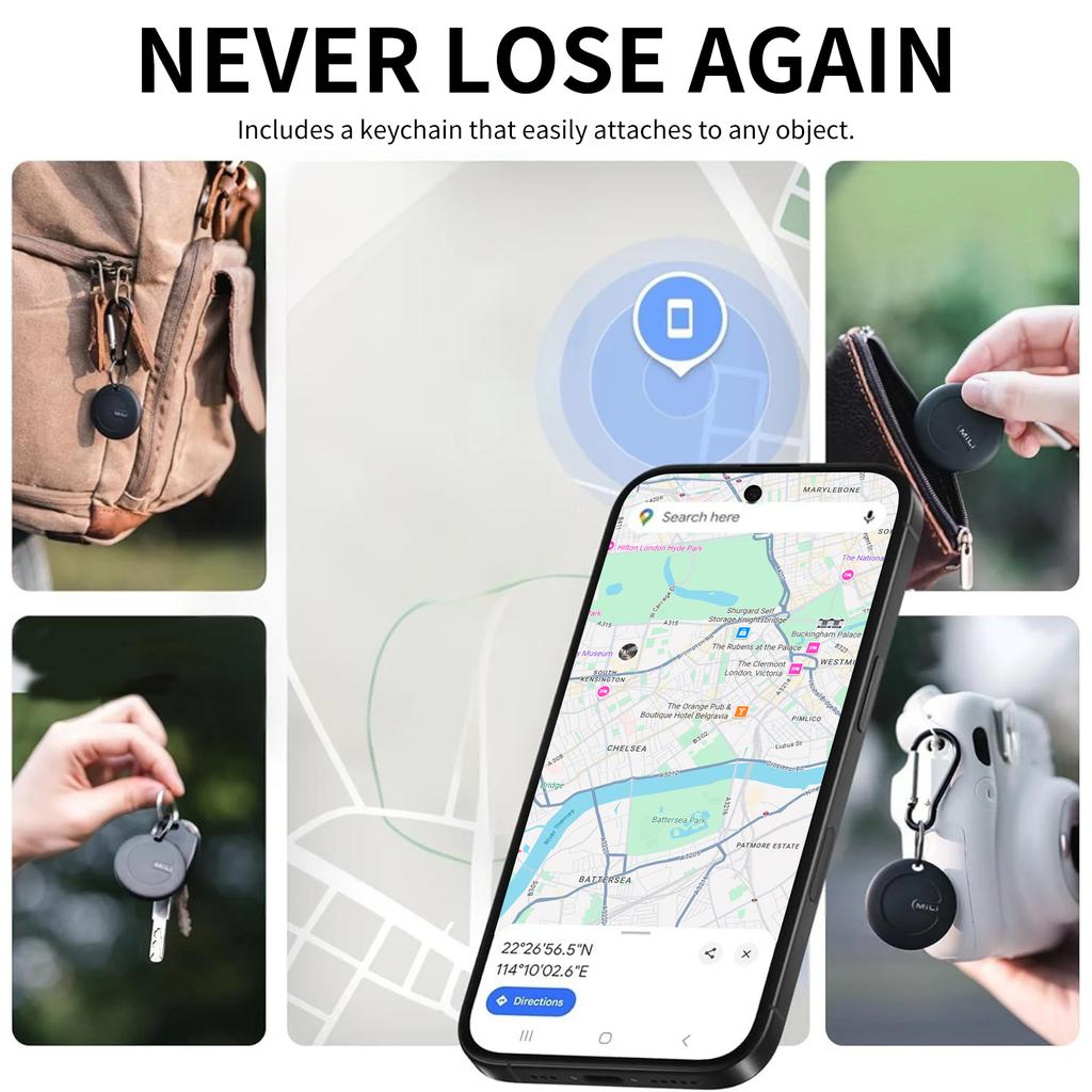 Chytrý přívěsek GPS lokátor Funguje s Androidem Najít můj Google Certified Bluetooth lokátor Sledování Vyhledávač polohy Hledání klíčů Kočka Pes