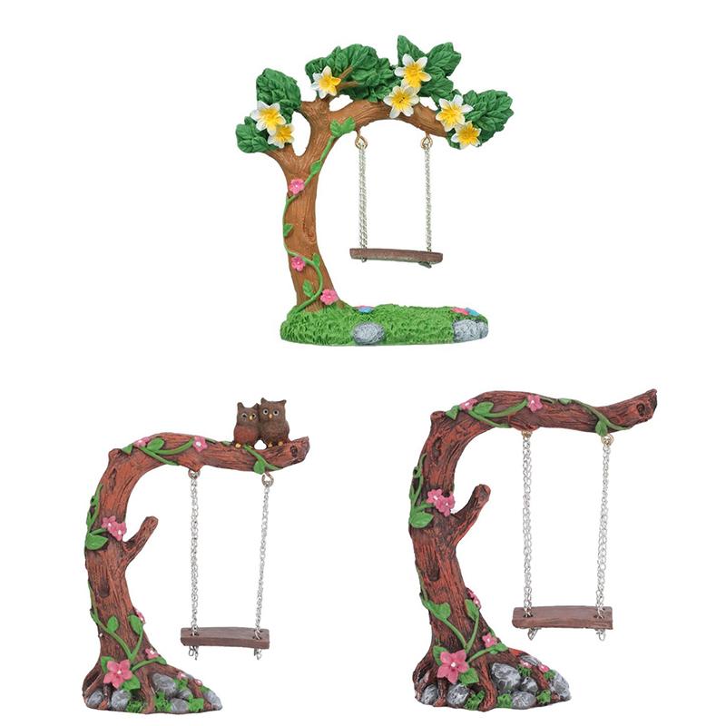 Miniature Fairy Garden Swing, Flower Tree Swing Figurine, Swing Model For Micro Landscape Courtyard Garden Outdoor Display Decor