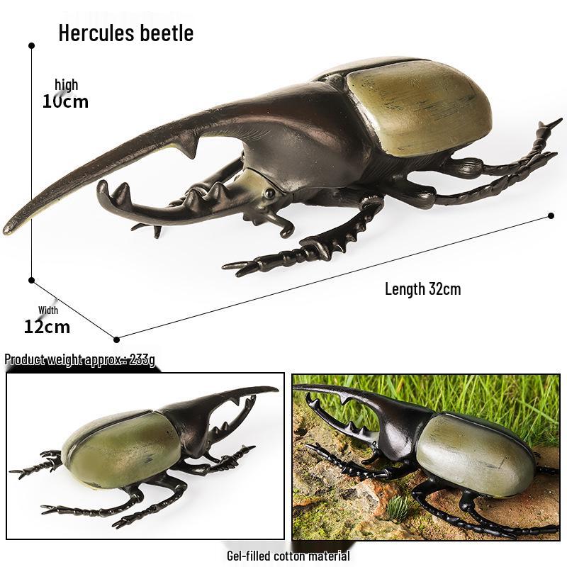 Soft Rubber Insect Toy Set: Stag, Rhinoceros, Longhorn Beetles & Grasshopper Model for Children
