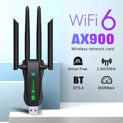 Adattatore USB WiFi 6 Bluetooth 5.4 900Mbps Dual Band 2.4G/5Ghz Scheda di Rete Wireless per PC/Laptop Senza Driver Win 10/11