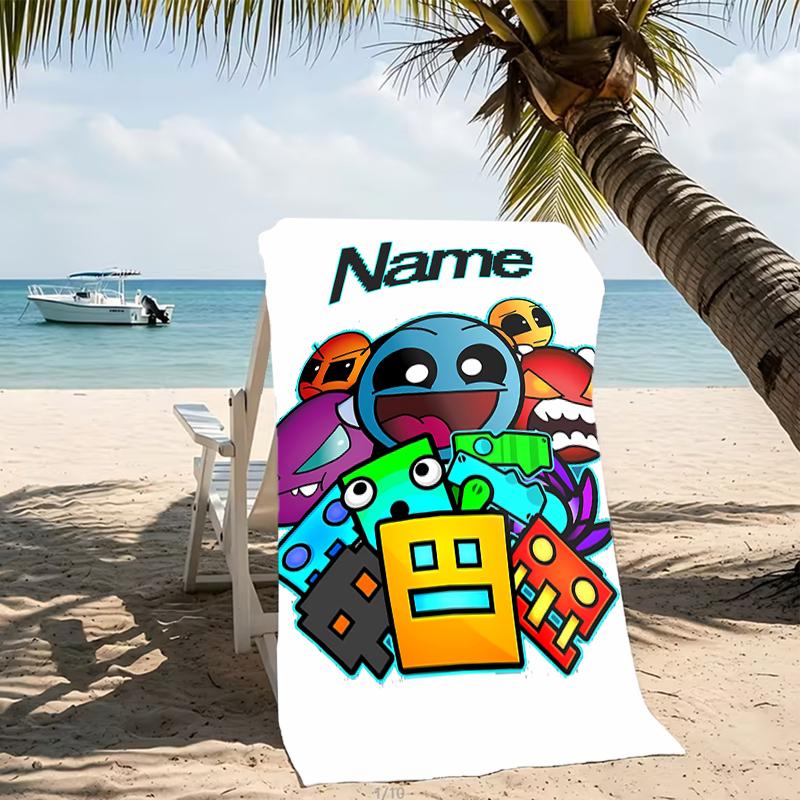 Customizable personalized beach towels Geometry Dash themed designs.Suitable for the beach, yoga, sports;ideal as beach accessories