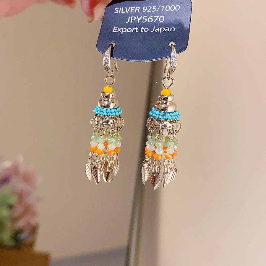 Retro Silver Needle Zircon Glass Water Drop Earrings Court Temperament Stud Earrings Personality Trend Versatile Earrings Women