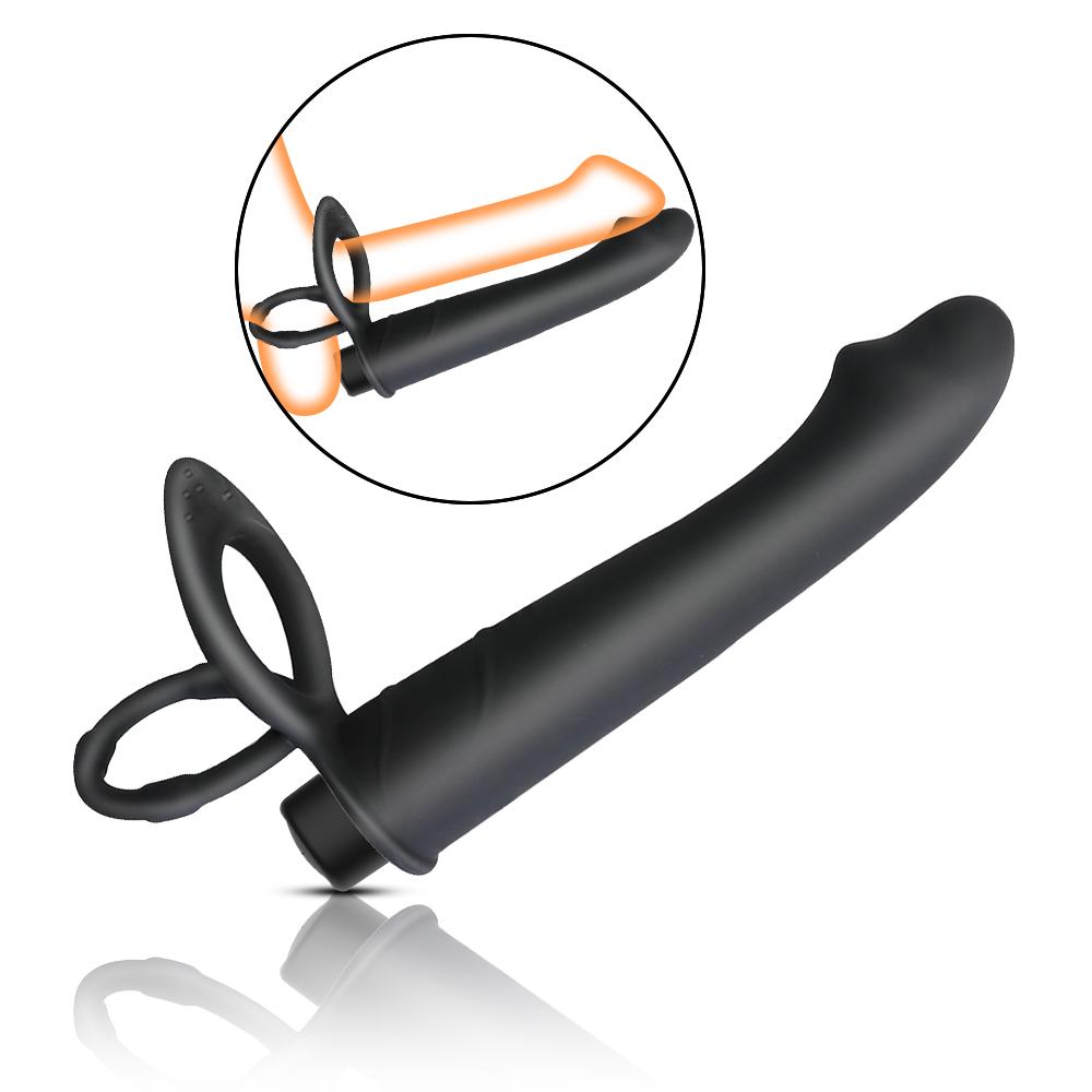 Silicone Double Insertion Penis Ring Dildo Vibrator Female Male Anal Trainer Ass Plug G-spot Massage Adult Sexy Toys, Sex Toys