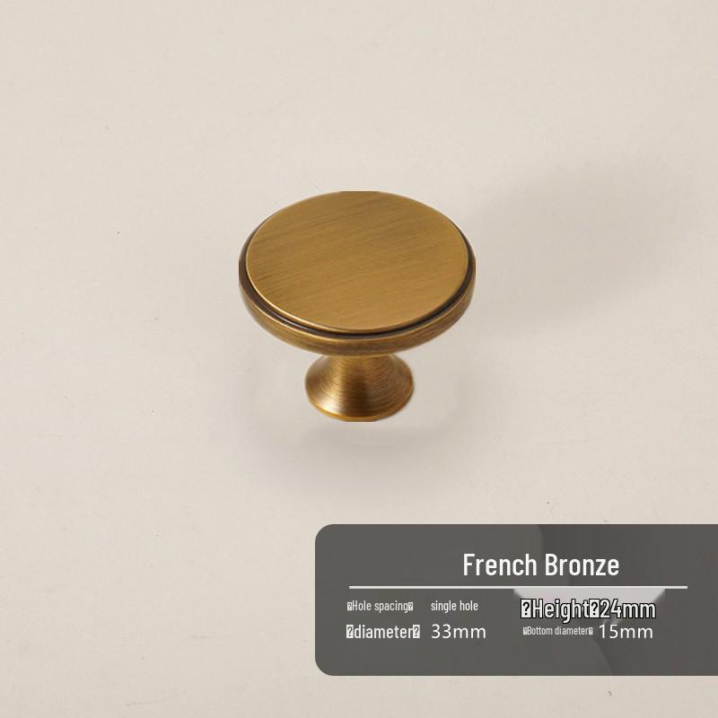 French Vintage Brass Antique Bronze Wardrobe Cabinet Handle, Single Hole Design