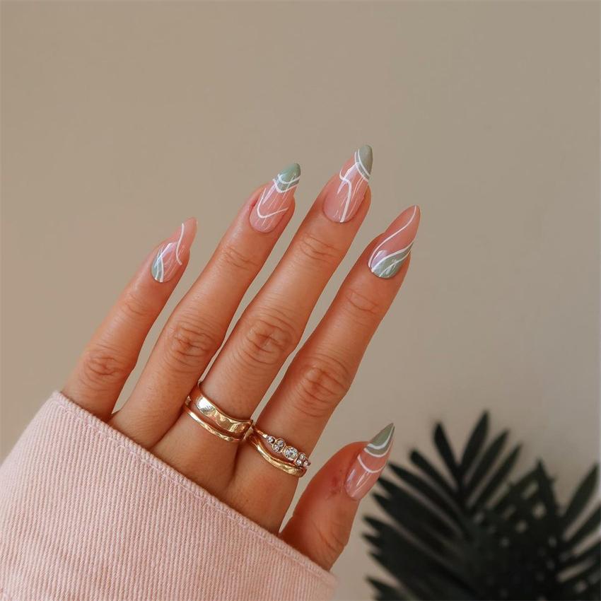 24Pcs Removable Ballerina Fake Nails Almond Shaped Press On Nails For Women Girls Nail Art Decoration