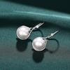 Silver Plated Teardrop Pearl & CZ Jewelry Set, Elegant Drop Earrings & Pendant Necklace Set for Women