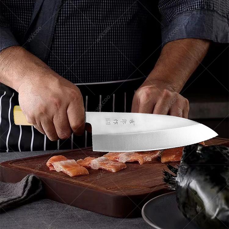 Professional Chef's Knife Salmon Slicing Knife Japanese Sashimi Knife Single-edged Blade Sushi Fish Knives Meat Cleaver with Box