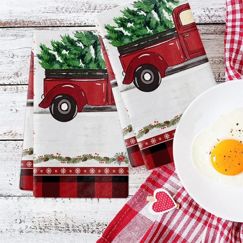 1 Stück Ausgezeichnetes Geschirrtuch Mikrofaser Küchentuch Weihnachts-Stile Feiertag Weihnachtsmann Handtuch