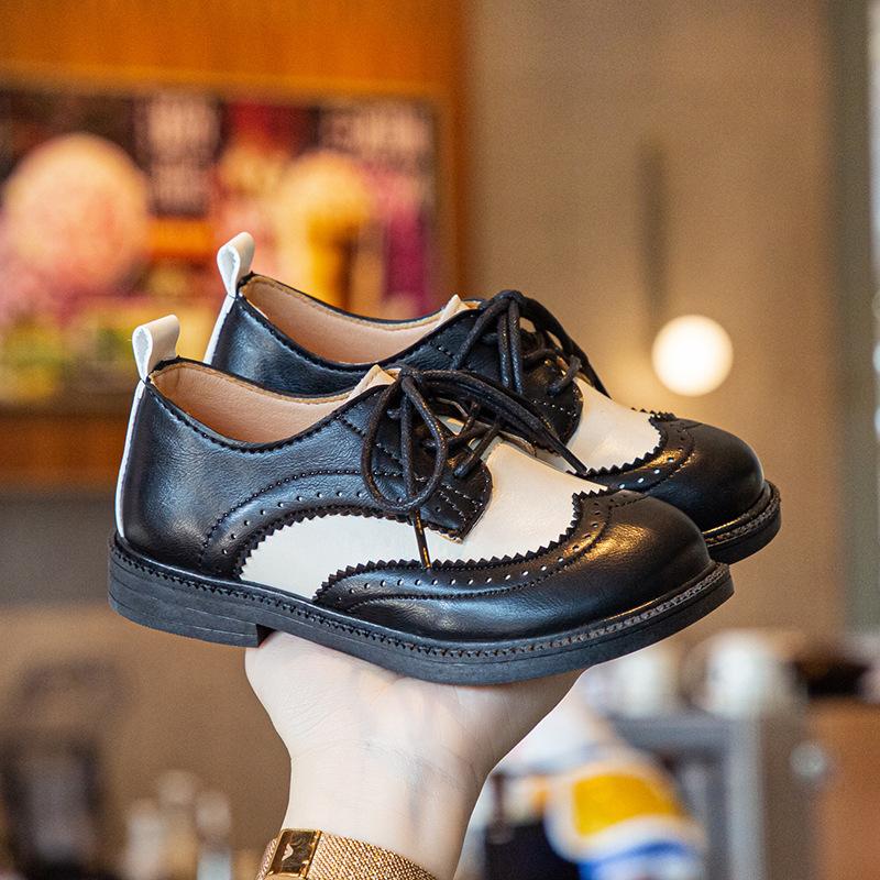 Kids Flat Shoes British Style Retro Children Leather Shoes Pu Soft Sole 2025 New Fashion Boys Casual Shoes Non-slip for Girls