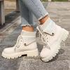 2025 Herbst/Winter Neue Britische Stil Damen Schnürung Kurze Stiefel mit Höhenverstellung und Schlankmachendem Aussehen