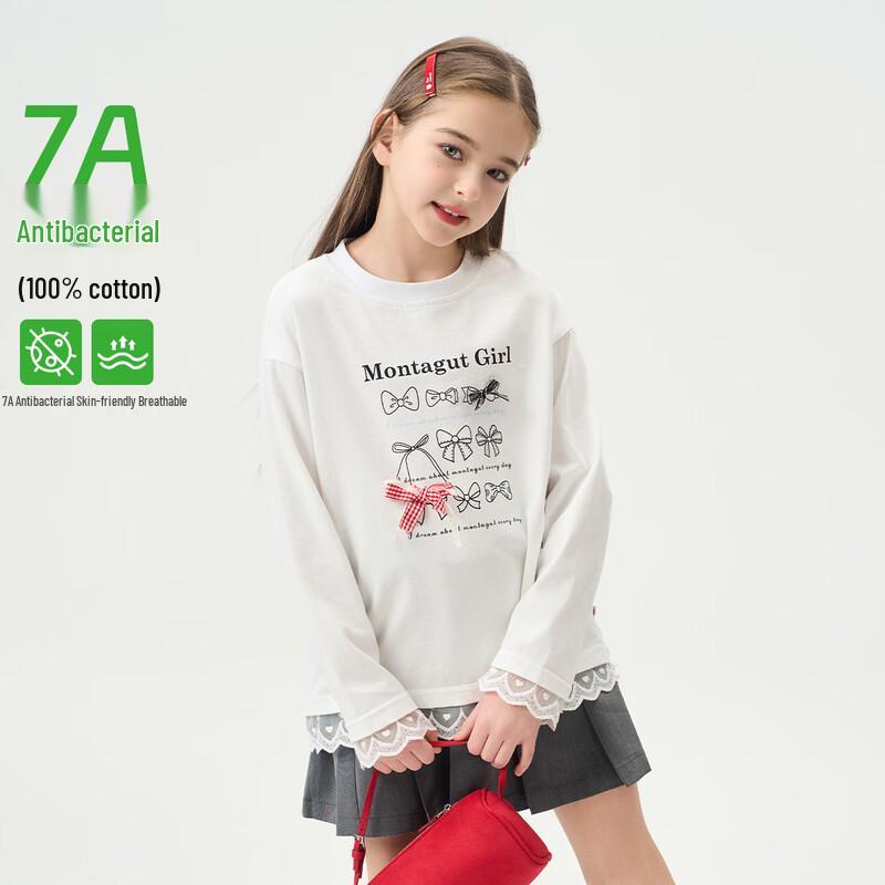 Montagut Girls  Lace Spliced Long Sleeve T-shirt 150