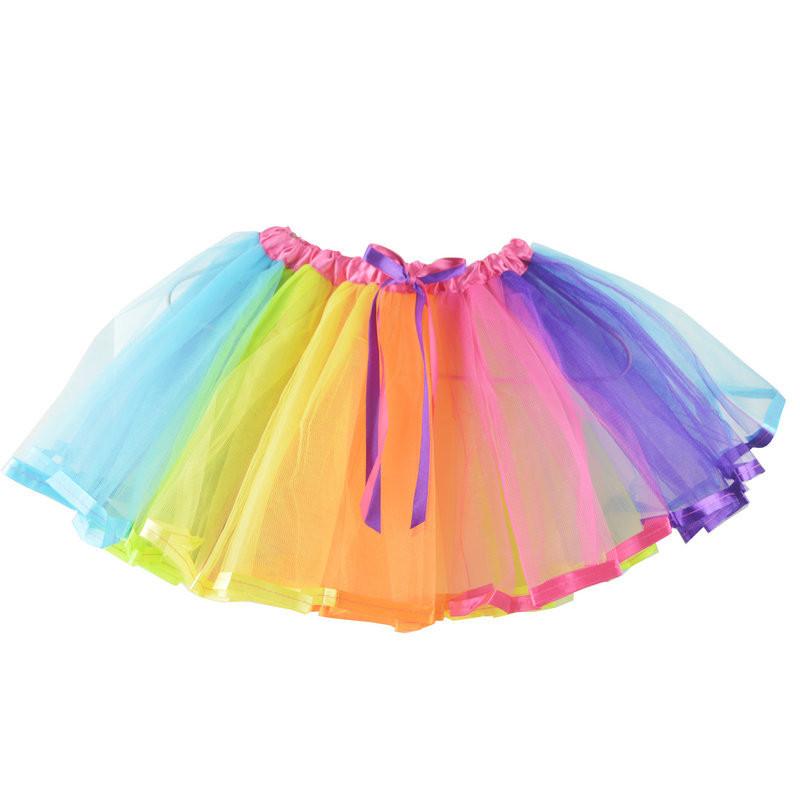 Halloween Dancewear With Rainbow Net Skirt And Single Layer Wings For Kids Party