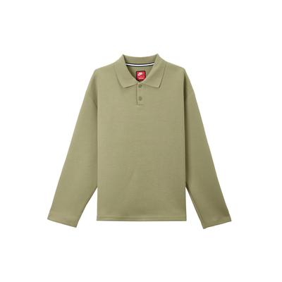 Tech Fleece Reimagined Solid Color Loose Fit Long Sleeve Polo Shirt Men Tops Olive-Green FZ7571-276