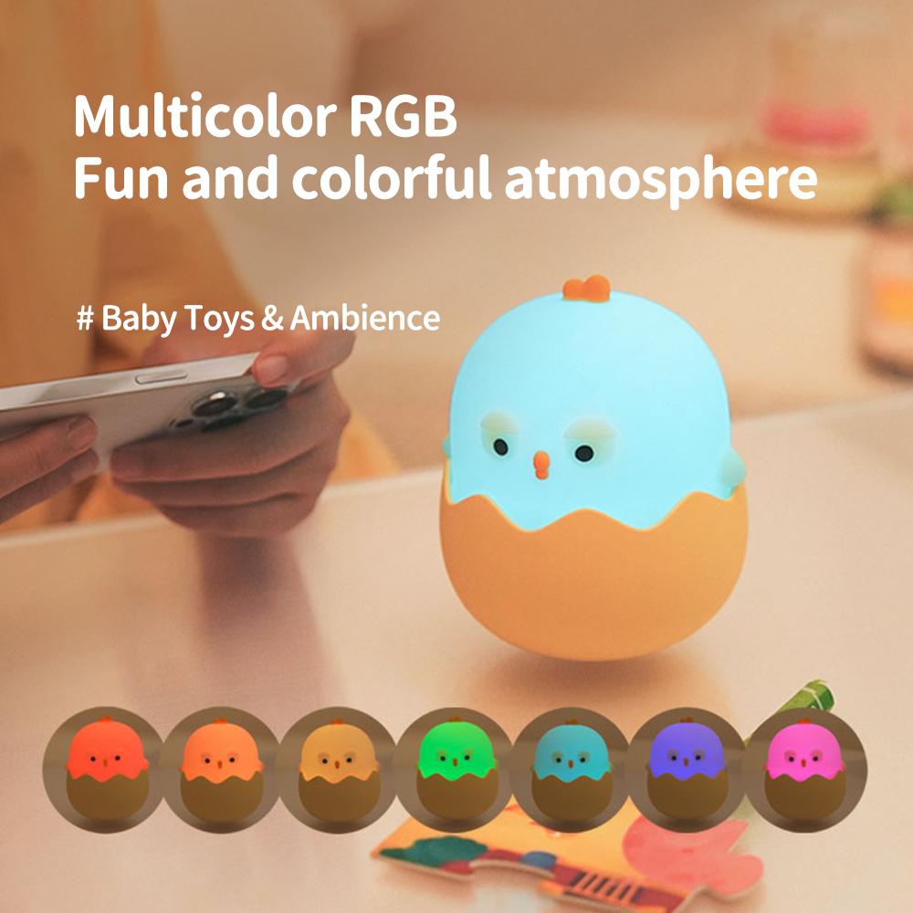 Cute Eggshell Chicken Night Lamp USB Rechargeable Silicone Lamp Tap Light Fun and Practical Desk Lamp as a Gift Is a Good Choice