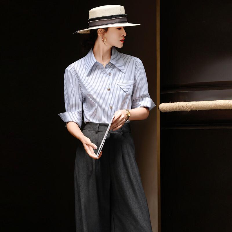 Women s Striped Short-Sleeve Button-Up Shirt