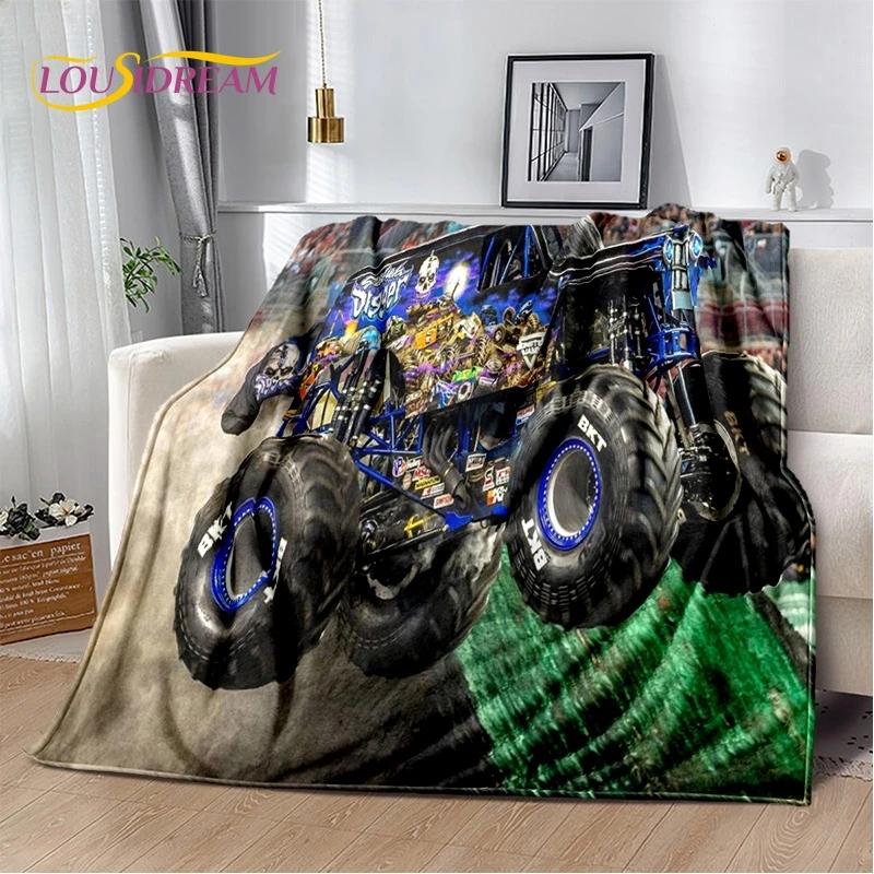Monster Truck 3D Monster Jam Cartoon Soft Flannel Blanket for Bed Bedroom Sofa Picnic,Throw Blanket for Outdoor Leisure Nap Gift