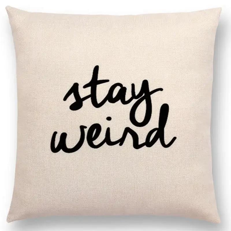 Newest Black Letter Brave Confidence Hope Forceful Warm Words Cushion Cover Christmas Gifts Sofa Throw Pillow