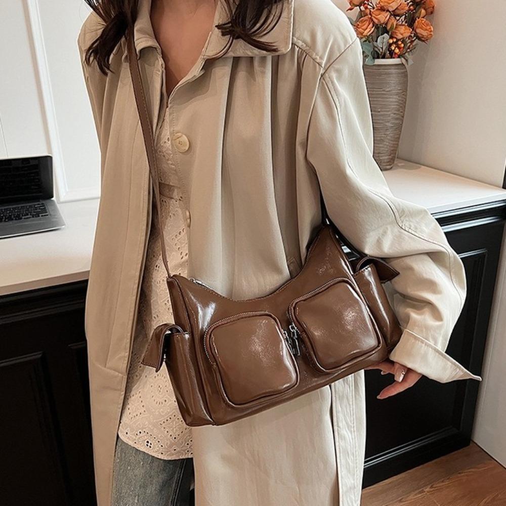 Y2K PU Leather Underarm Bag Korean Style Women Handbag Casual Pocket Crossbody Bag  Girls