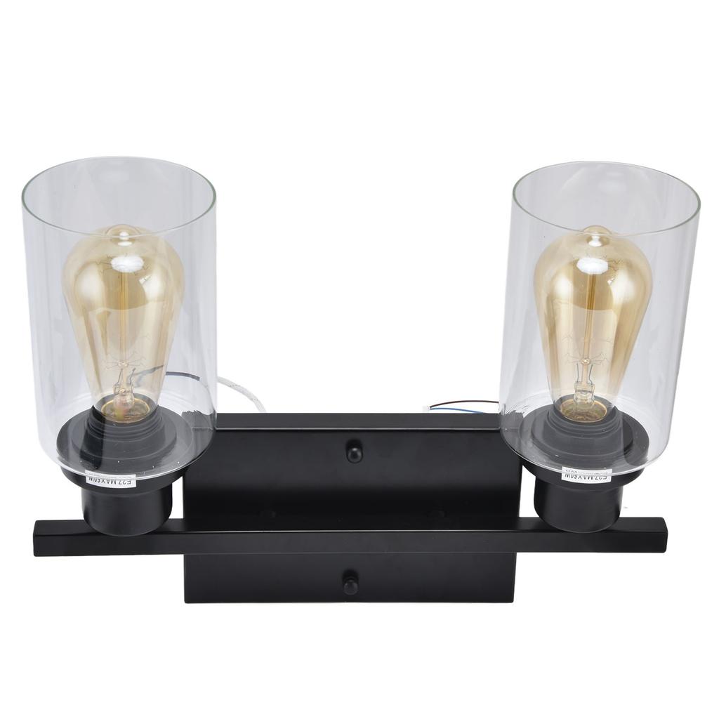 Double Head Wall Lamp Industrial Vintage Wall Sconce Light for Bedside Hallway Dressing Table Black
