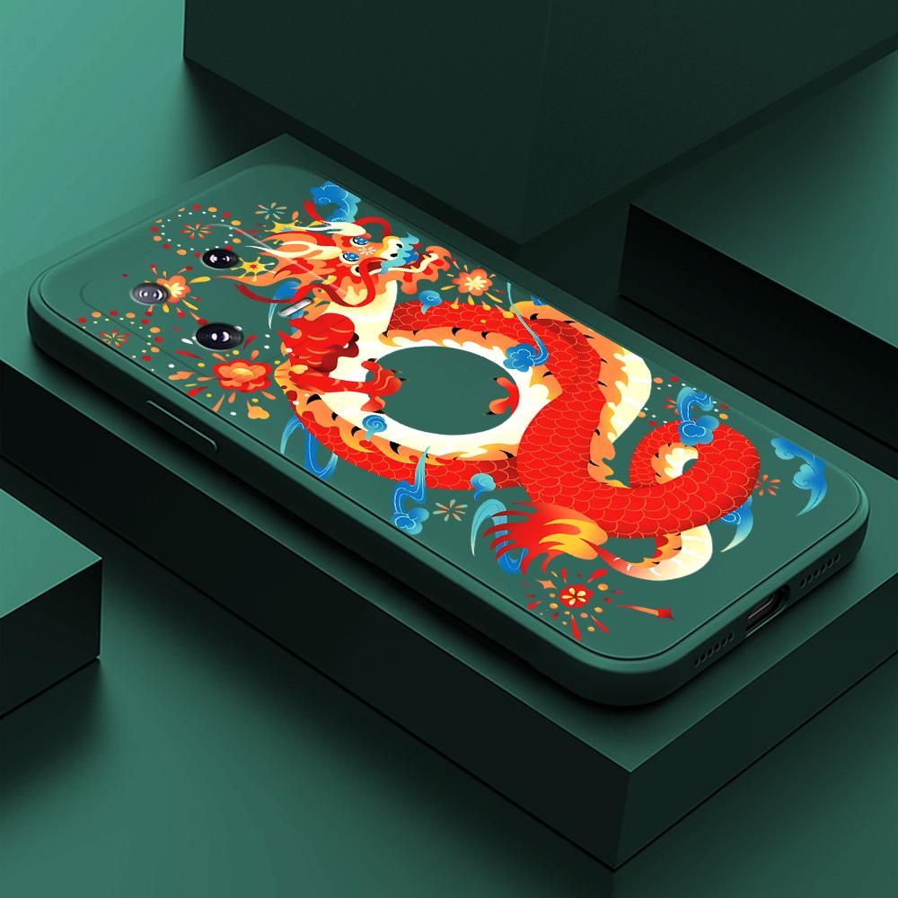 

Чехол для телефона с мультяшным красочным узором, квадратный, жидкий, силикон, TPU, полное покрытие камеры, противоударный защитный чехол для Xiaomi Redmi iPhone Xiaomi Poco F5 темно-зеленого