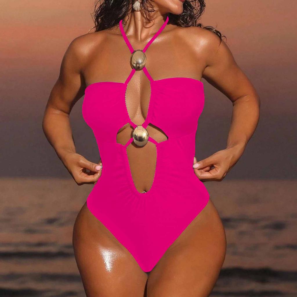 Women’s One-Piece Swimsuit, Sexy Bikini , Backless Bathing Suit, Push-Up Padded Top, Beach Swimwear, Summer Holiday Swim Outfit