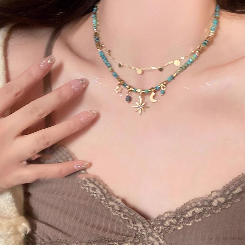 Vintage Natural Stone Beads Necklace Women'S Charm Mang Star Pendant Can Be Stacked Jewelry Gothic Jewelry Gifts