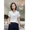 Women's Summer Casual Cotton Polo Shirt - Versatile Short-Sleeve with Lapel, Age-Reducing and New Temperament Style