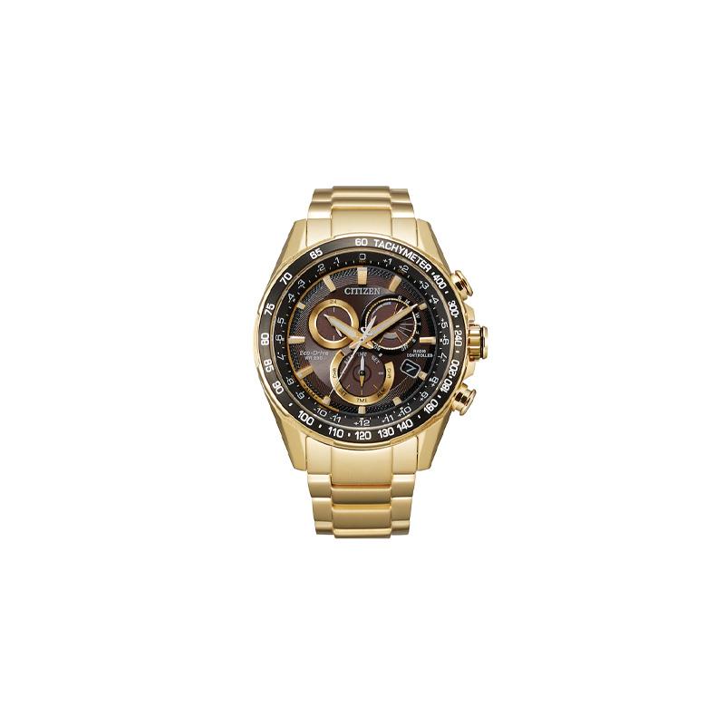 

CITIZEN 200 meters waterproof, solar Quartz, gold-plated Steel Strap, , 43mm men s watch, black dial CB5912-50E чорний