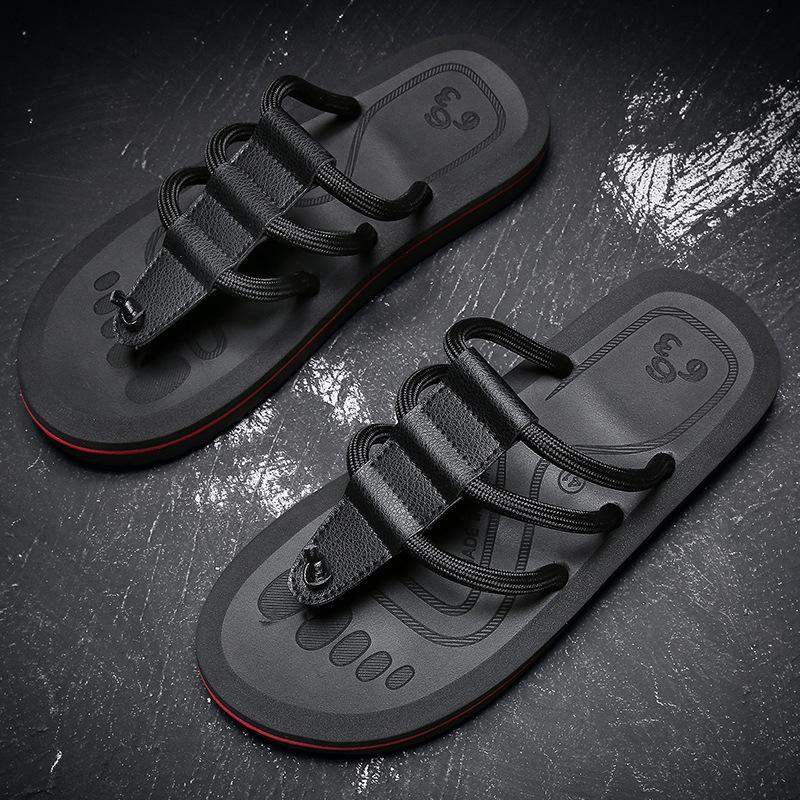 2025 Summer New Flip-flops Men's Live Broadcast 2025 Outdoor Wear Beach Sandals Soft-soled Non-slip Pinch Sandals