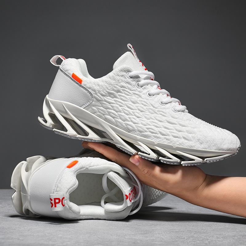 Plus Size Breathable Men s Mesh Running Shoes - Spring/Autumn 2026 Trendy Casual Sports Blade Design 45 белый