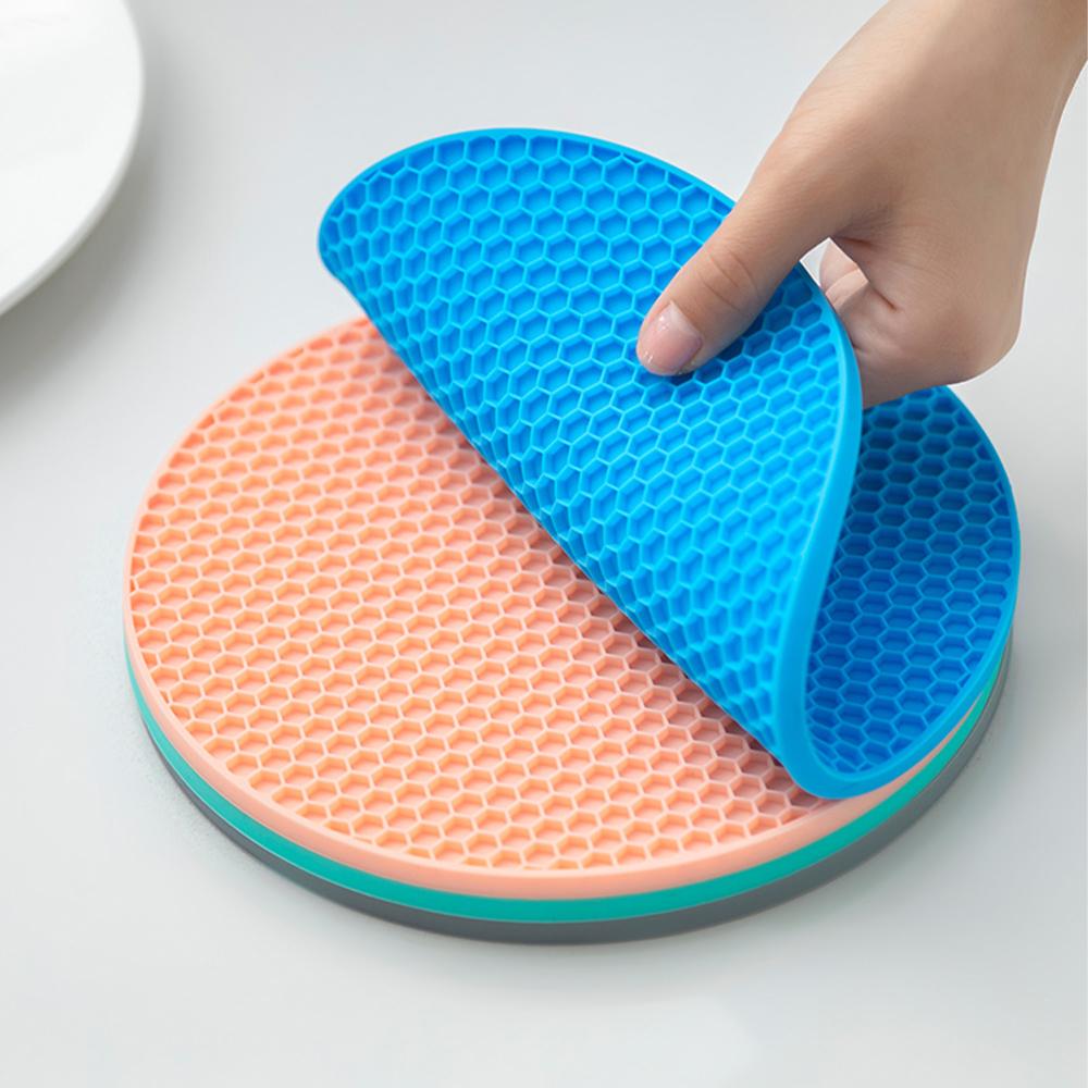 Tapis isolant rond en silicone 18 cm antidérapant résistant à la chaleur anti-brûlure nid d'abeille tapis pour micro-ondes porte-casserole épaisseur dessous de verre
