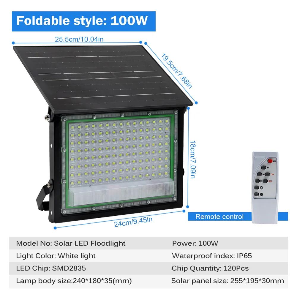 100W/50W Solar Lights Garden Folding Solar Floodlight Outdoor Waterproof Intelligent Light Sensing Courtyard LED Lighting