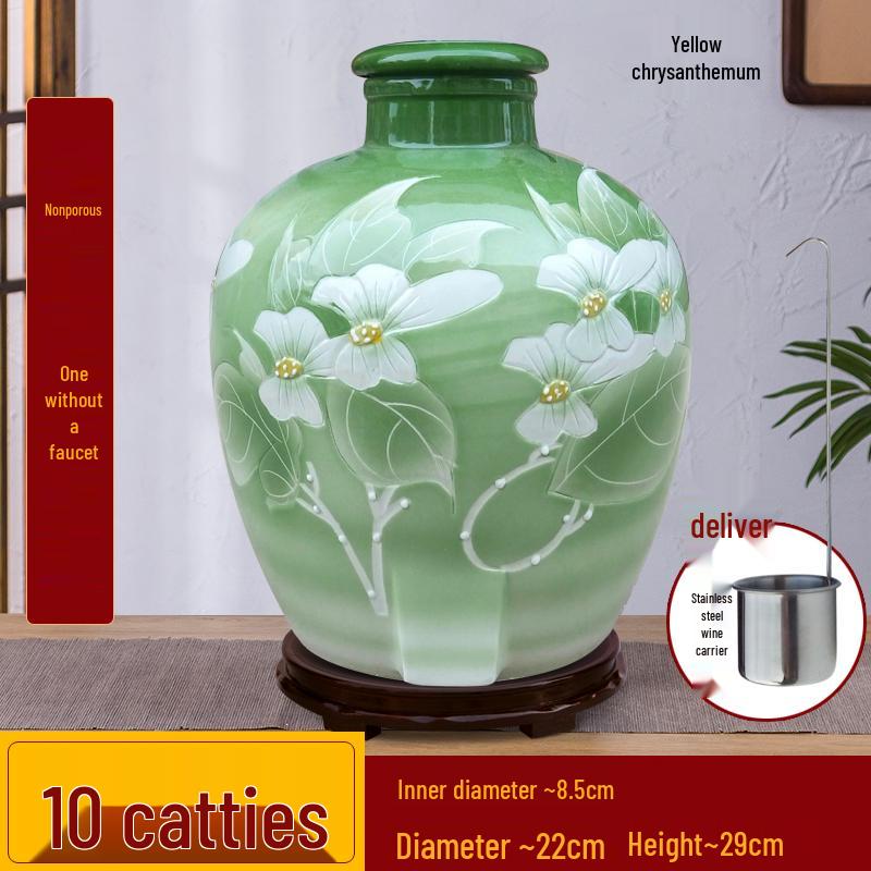 Jingdezhen Ceramic Wine Jar – Sealed, 10/20/50 Jin, Ideal for Cellar Storage & Wine Soaking.