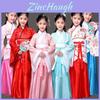 Costume Hanfu per bambini in stile cinese con tessuto in taffetà per spettacoli di danza etnica
