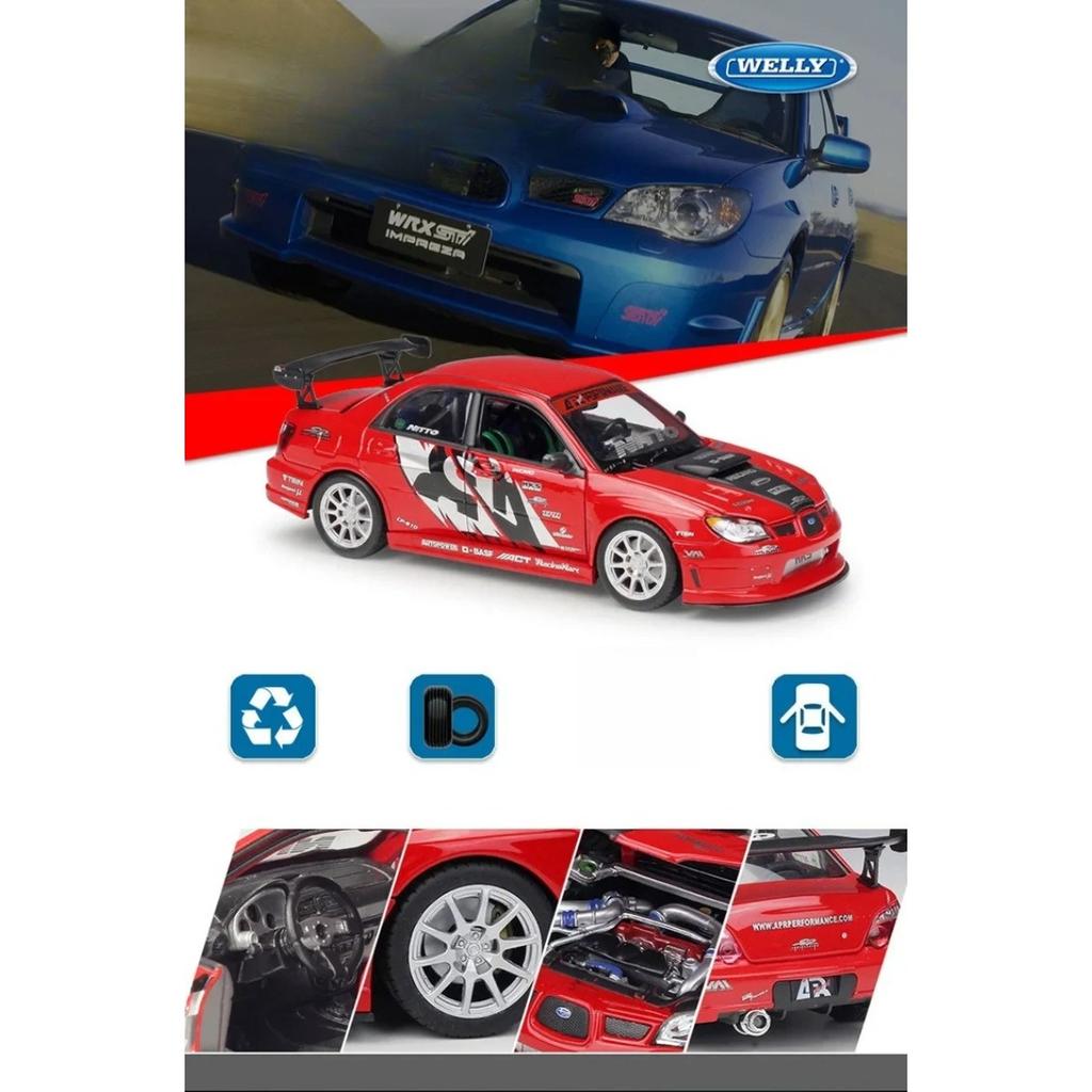 Welly 1/24 Subaru Impreza APR Alloy Track Racing Car Model Diecast Metal Sports Car Vehicles Model High Simulation Kids Toy Gift