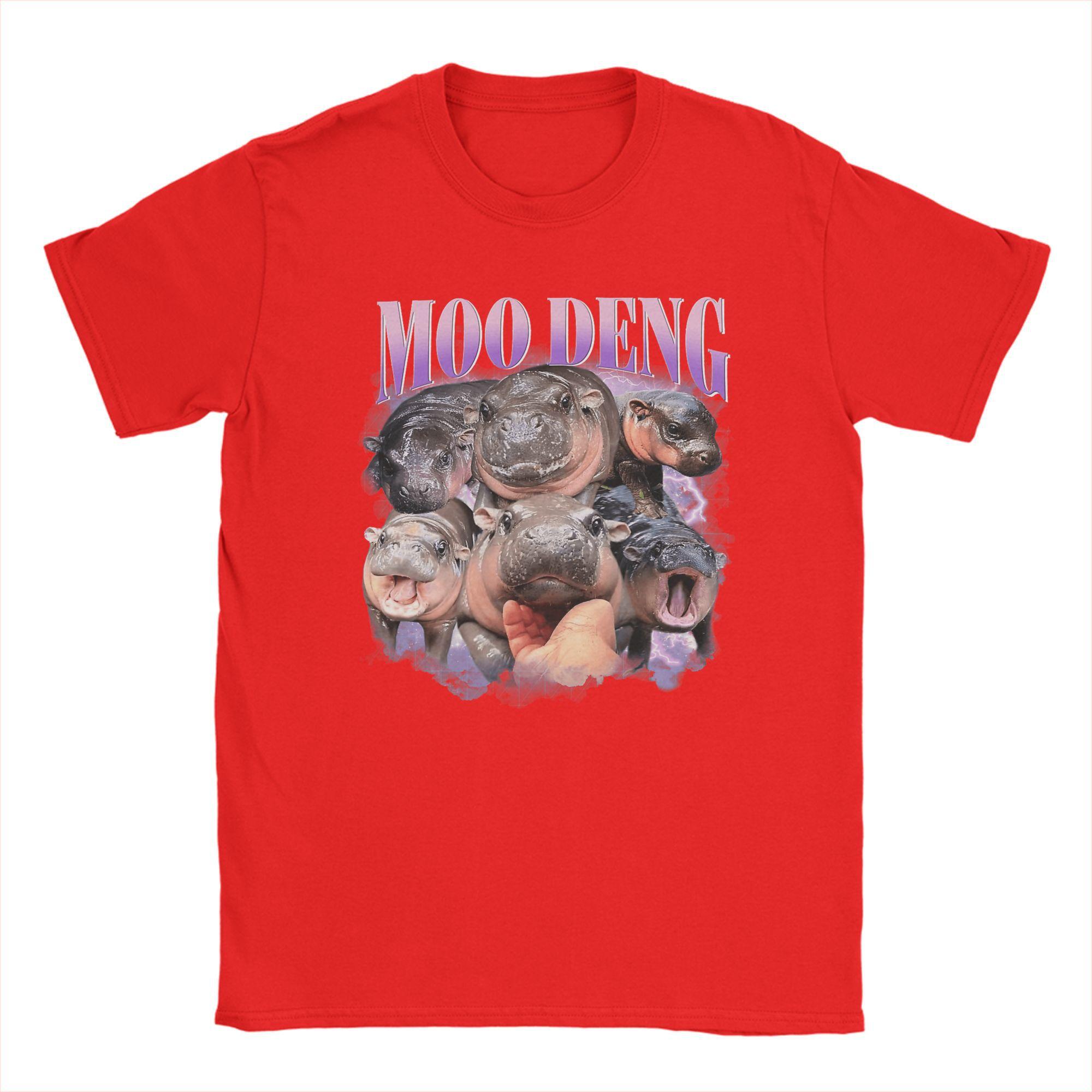 

Cute Hippo Moo Deng T Shirt Summer Pure Cotton T Shirts For Adult Harajuku Custom DIY Tshirt Short Sleeve Street Style Tees S