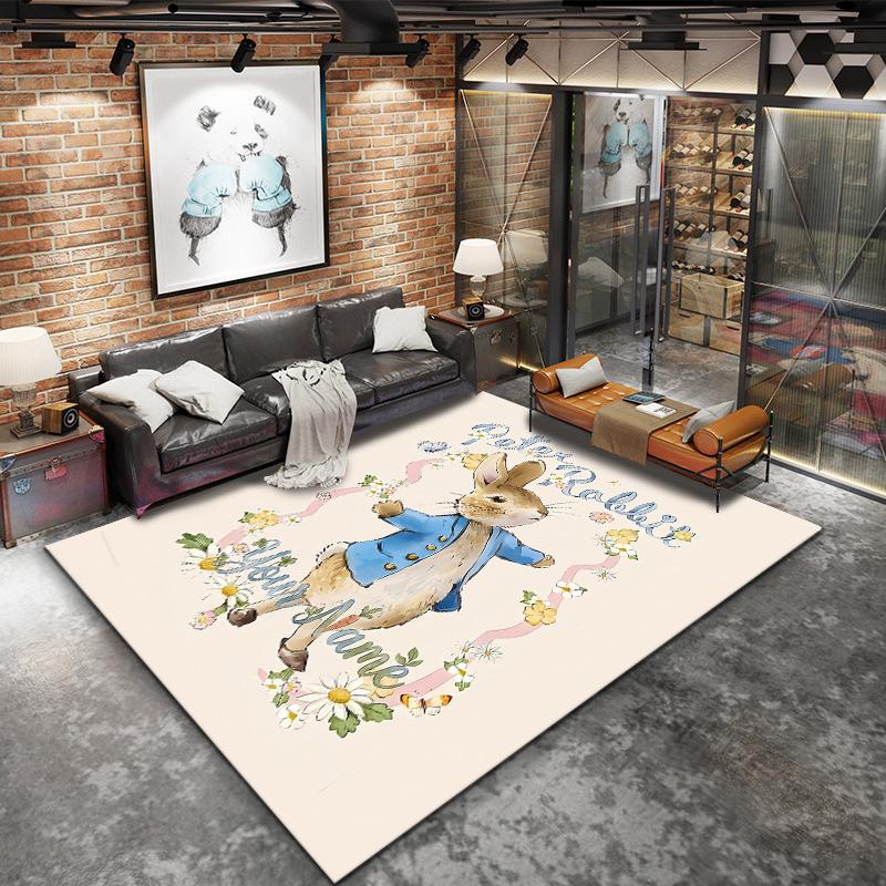 Peter Rabbit Adventure Custom Name Carpet Rug For Living Room Bedroom Home Sofa Decoration Kids Play Nonslip Floor Mat
