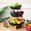 Bamboo Fruit Rack - Durable Fruit Bowl Set for Kitchen and Dining Room - Multi-layer Fruit, Snack and Dessert Trays