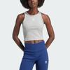 Adidas Originals Essential Logo Embroidered Ribbed Crew Neck Tank Top Women Tops Medium-Gray IY9649