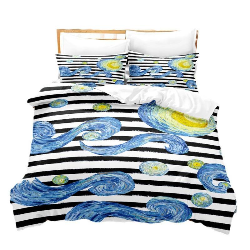 Bedding Kit Oil Painting Starry Sky Pattern Two-Piece Set 3D Digital Printing Three-Piece Set