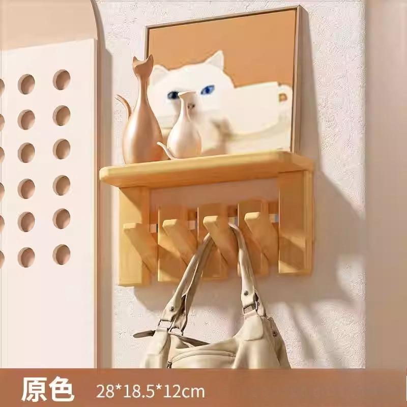 Modern Nordic Solid Wood Wall Mounted Clothes Hanger Luxury Living Bedroom Storage Rack Creative Home Furniture
