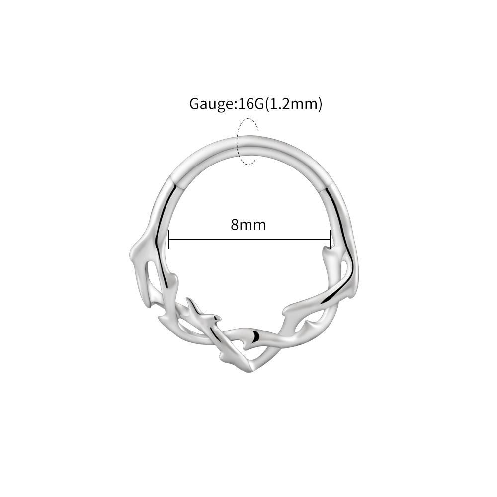 

Right Grand ASTM F136 Titanium Branch Thorn Septum Clicker Nose Ring Helix Cartilage Daith Hoop Earring Piercing for Women Men