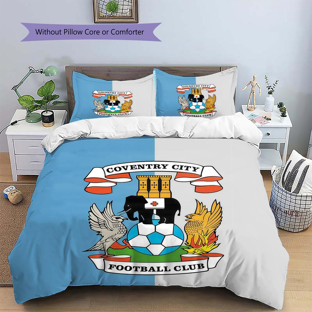 Coventry City Muster Bettwäsche Steppdecke Set Heimdekoration Geschenk (1 Bettbezug + 2 Kissenbezüge (ohne Füllung)).xwn