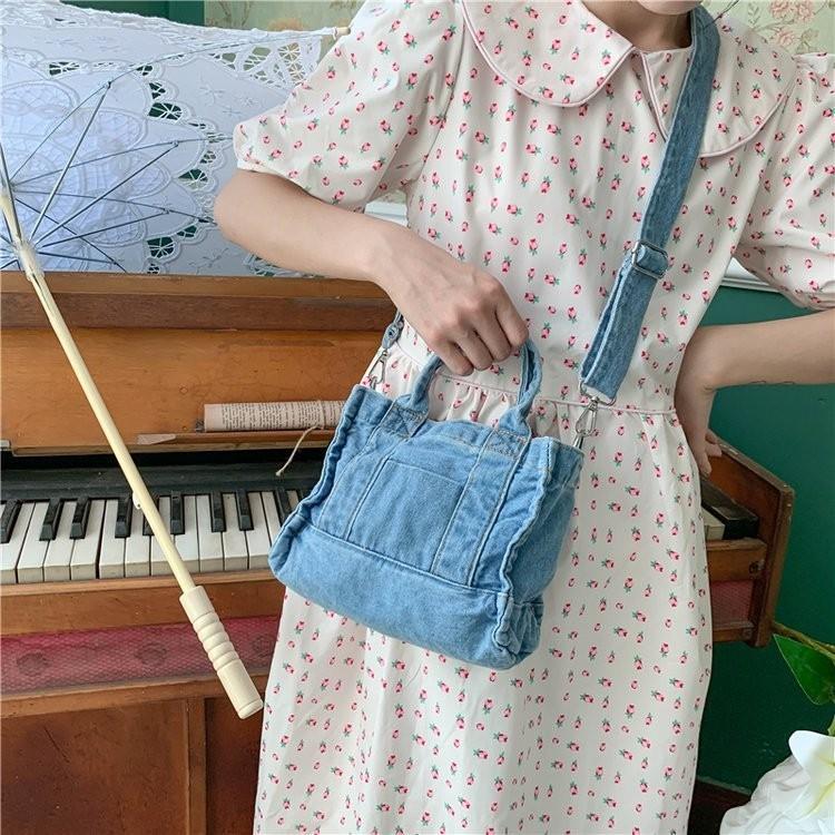 Stilvolle Koreanische Vintage Denim Canvas Tragetasche Für College-Studenten Große Kapazität