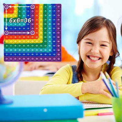 משחק מתמטיקה כפל 12x12 צעצועי פופ. Rainbow L Shape Push Bubble צעצועי למידה חינוכיים של פידג'ט לילדים