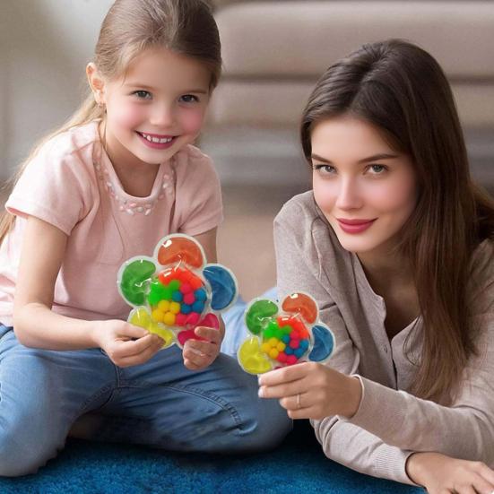 Dzieci Sortowanie Kolorów Zabawka Sensoryczna Motoryka Mała Przenośna Maluchy Nauka Kolorów Edukacyjna Kolorowe Gumowe Koraliki Ściskanie Dopasowywanie Gra