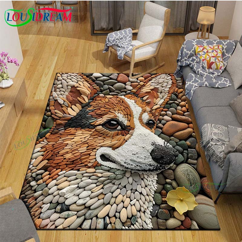 3D Funny Pebble Decor Carpet for Outdoor Balcony Garden Coffee Table Bedroom Area Rugs Kitchen Un-slip Floor Mat Alfombra Gift
