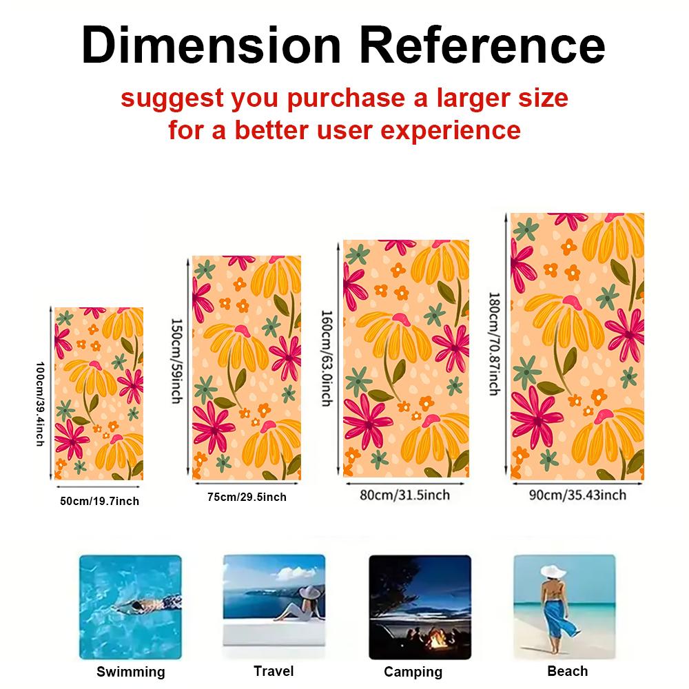 Bright Flowers Quick Drying Bath Towel Microfiber beach towel - light weight swimming camping  yoga beach out
